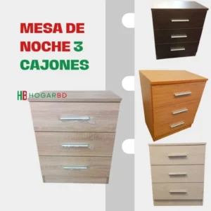 Mesita de noche color wengué 3 cajones de diseño